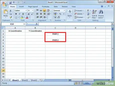 Image titled Make a Spreadsheet to Do the Distance Formula Step 3