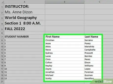 Image titled Create a Gradebook on Microsoft Excel Step 7