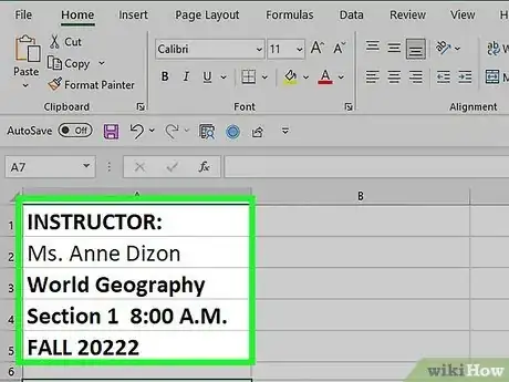 Image titled Create a Gradebook on Microsoft Excel Step 4