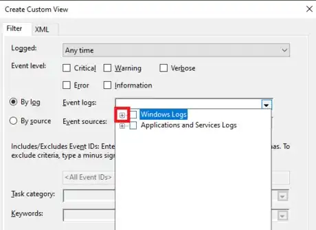 Image titled Event Viewer Create Custom View Expand Windows Logs.png