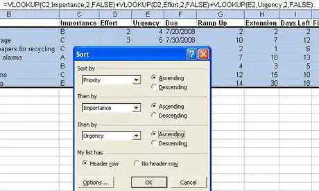 Imagen titulada Sort rows by Priority