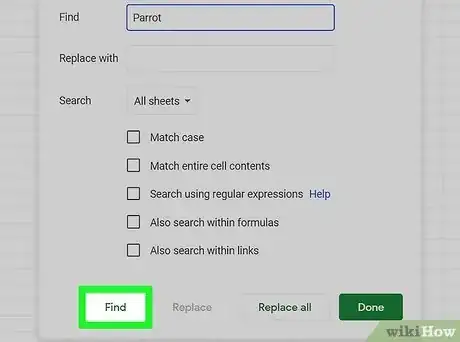 Imagen titulada Search Within a Google Docs Spreadsheet Step 5