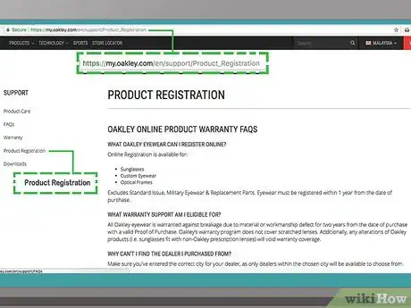Imagen titulada Register Oakley Sunglasses Step 1