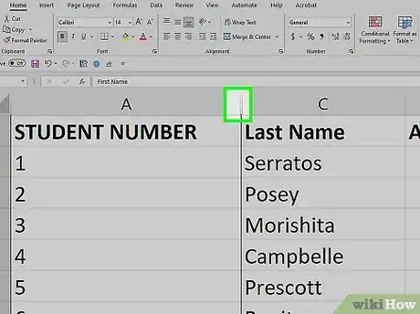Imagen titulada Unhide Columns in Excel Step 1