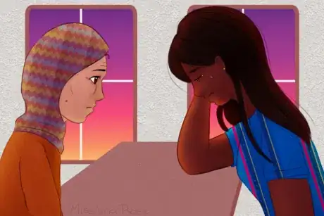 Imagen titulada Older Woman Checks on Crying Young Woman.png