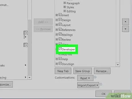 Imagen titulada Add the Developer Tab to the Ribbon in Word Step 6