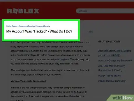 Imagen titulada Get a Hacked ROBLOX Account Back Step 1