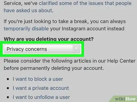 Imagen titulada Delete an Instagram Account Step 10