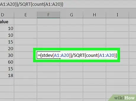 Imagen titulada Calculate Standard Error of the Mean in Excel Step 4