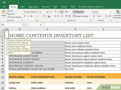 Imagen titulada Create an Inventory List in Excel Step 6