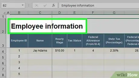 Imagen titulada Prepare Payroll in Excel Step 6