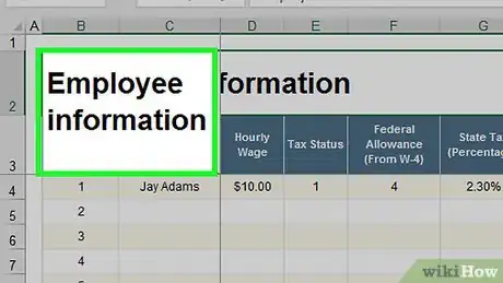 Imagen titulada Prepare Payroll in Excel Step 7