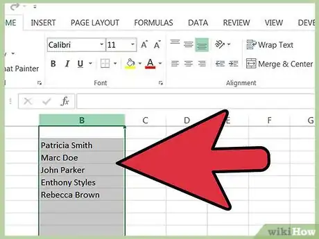 Imagen titulada Separate First Names and Last Names Into Separate Fields in a Microsoft Excel List Step 2