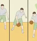 pasarse un balón de baloncesto entre las piernas