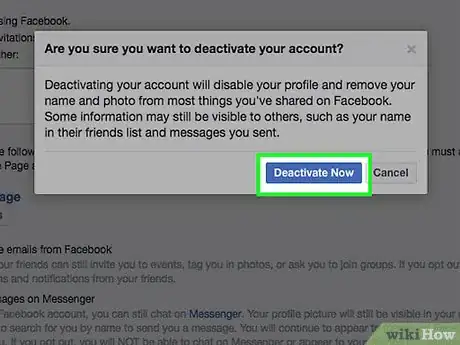 Imagen titulada Deactivate a Facebook Account Step 25