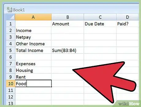 Image intitulée Create a Budget Spreadsheet Step 5