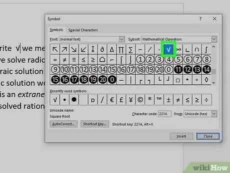 Image intitulée Type Square Root on PC or Mac Step 8