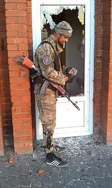 Soldier of a "Volunteer Battalion" militia in 2014 during the war in Donbas.