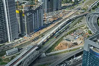 Construction of the connecting branch on Line D4 and Kamushki railway station near the Moscow International Business Center. The line is scheduled to open in 2022.
