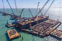 Construction of the bridge pillars