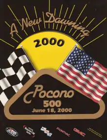 The program cover for the 2000 Pocono 500. "A New Dawning"