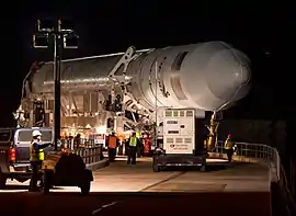 The Antares rocket rolls to the launch pad, 17 December 2013.