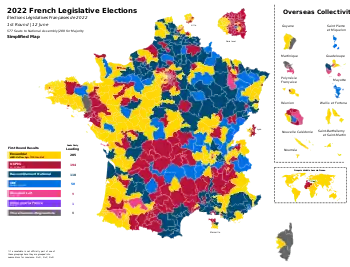 Simplified map shows which group led in each seat after the 1st round.