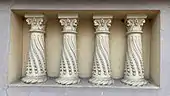 Romanian Revival balustrade made of small Corinthian columns, in Bucharest (Romania)