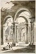 A Colonnade, Partly Ruined, with Figures (1780 – 90)