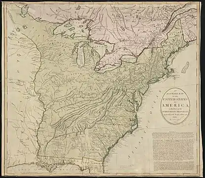 MAP of the British proposal at the American Settlement of peace to allow US Territory to stretch west to the middle of the Mississippi River.