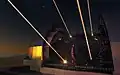 Artist's impression of the European Extremely Large Telescope deploying lasers for adaptive optics