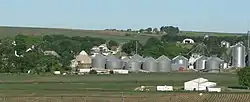 Grain bins north of downtown Carroll.