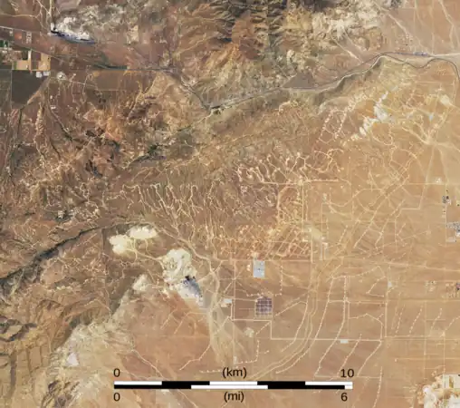 Tehachapi Pass wind farm and Alta Wind Energy Center from space, 2019