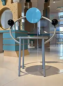 Chair, by Michael Graves, 1982 or 1983, metal and wood with epoxy lacquer, and plastic, Museum of Decorative Arts, Paris