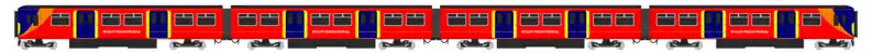 drawing of a Class 455 in SWR livery