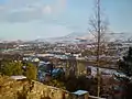 View from Clitheroe Castle. In the distance is Pendle Hill.