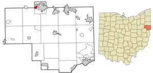 Location of Salem Heights in Columbiana County and in the State of Ohio