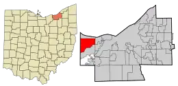 Location in Cuyahoga County and the state of Ohio