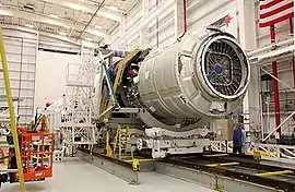 Cygnus Orb-1 mated to Antares rocket, 10 December 2013.