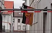 A GDR flag hanging in the building.
