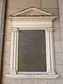 Dedication plaque for Pollard Memorial Library; Lowell, MA; 2011-08-20
