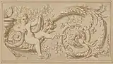 Design for a frieze with a putto and an acanthus scroll; probably from the 17th century; pen and brown ink with gray and light brown wash; the sheet: 21 × 32.5 cm; Metropolitan Museum of Art (New York City)