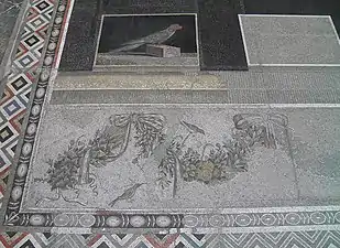 Detail of the Hellenistic mosaic floor panel, from the 2nd century BC, in the Pergamon Museum (Berlin, Germany)