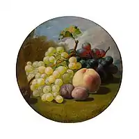 ELOISE HARRIET STANNARD (BRITISH 1828-1915) STILL LIFE OF ASSORTED FRUIT ON A BANK Signed and dated 1850, oil on canvas,