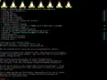 Eight Tux displayed, representing eight processor cores running the Gentoo Linux installation CD.