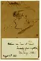 An 1868 self-caricature signed "Ellen Terry (Watts)".