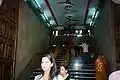 Entry steps with massive silver doors to the Hanuman temple at Connaught Place
