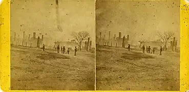 Remains of a structure fire on Cotton Avenue, Macon, Georgia, US. c.1876
