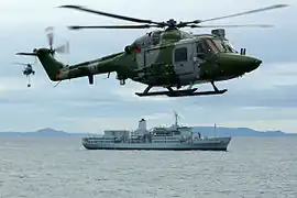 A Lynx AH.7 of the Royal Marines fitted with TOW missile launchers.