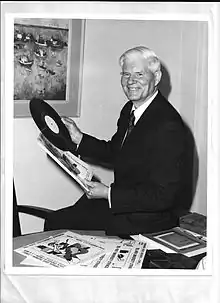 Hartman selecting records for the SABC broadcast